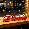 thumbnail image 1 of Red Christmas Wooden Mini Train Tabletop Ornament, 4-Car Connected Train Decor with Snowman Bear Figurines for Xmas Home Mantel & Table Decor, 1 of 5