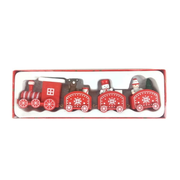 Red Christmas Wooden Train Set Santa Snowman Bear 20X5Cm For Kids Gift Home Tabletop Holiday Decor