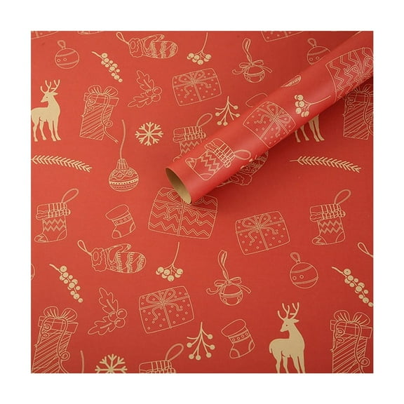 Red Christmas Wrapping Paper Red Folded Sheet Holiday Gift Wrap For Kids Boys Girls Men Women Christmas Tree Snowflakes Pattern 28X20Inch