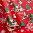 thumbnail image 1 of Red Christmas Wrapping Paper Roll - 17IN X 33FT - Santa Gift Wrapping Paper Featuring Christmas Tree Santa Claus Snowman Reindeer Reversible Snowflake for Kids, Holiday, New Year, 1 of 13