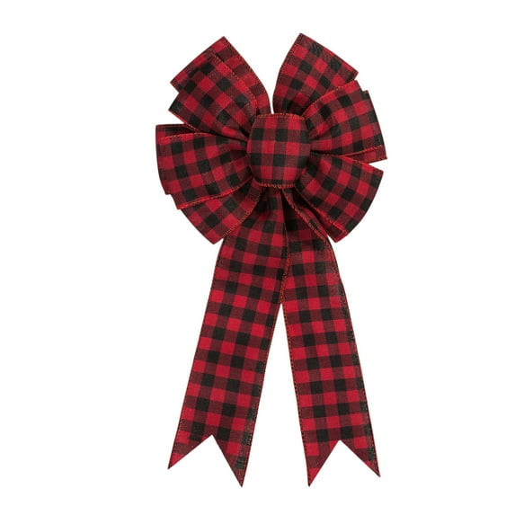 Red Christmas Wreath Bow – Large Bow for Tree Topper, Garland, Front Door, Swag, Outdoor Holiday Decor – Polyester Ribbon for Winter & Boxing Day