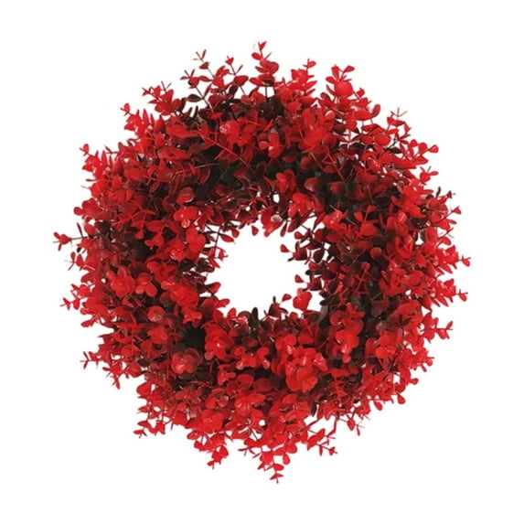 Red Christmas Wreath Decoration For Door Wall Hanging, Rattan Style With Red Green Accents, Window Display Prop For Mall Party Scene Setting