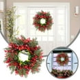 thumbnail image 1 of Red Christmas Wreaths for Front Door with 13.77Inch Door Wreath with Red Leaves, Berries, and Branches Ornaments, Outdoor Indoor Holiday Christmas Winter Wreath Decor, 1 of 9