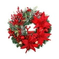 thumbnail image 1 of Red Christmas Wreaths for Front Door with 15.75 Inch Door Wreath with Red Bow, Flowers, Berries, Deer Accents Ornaments, Holiday Thanksgiving Christmas Winter Wreath Decor, 1 of 6