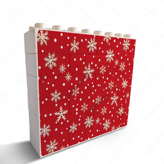 Red Christmas snowflake Picture Farmhouse Square Desk Decor Sign for Shelf Novelty Building Brick Funny Block Puzzle Horizontal Shaped Picture Christmas Birthday Housewarming Gift