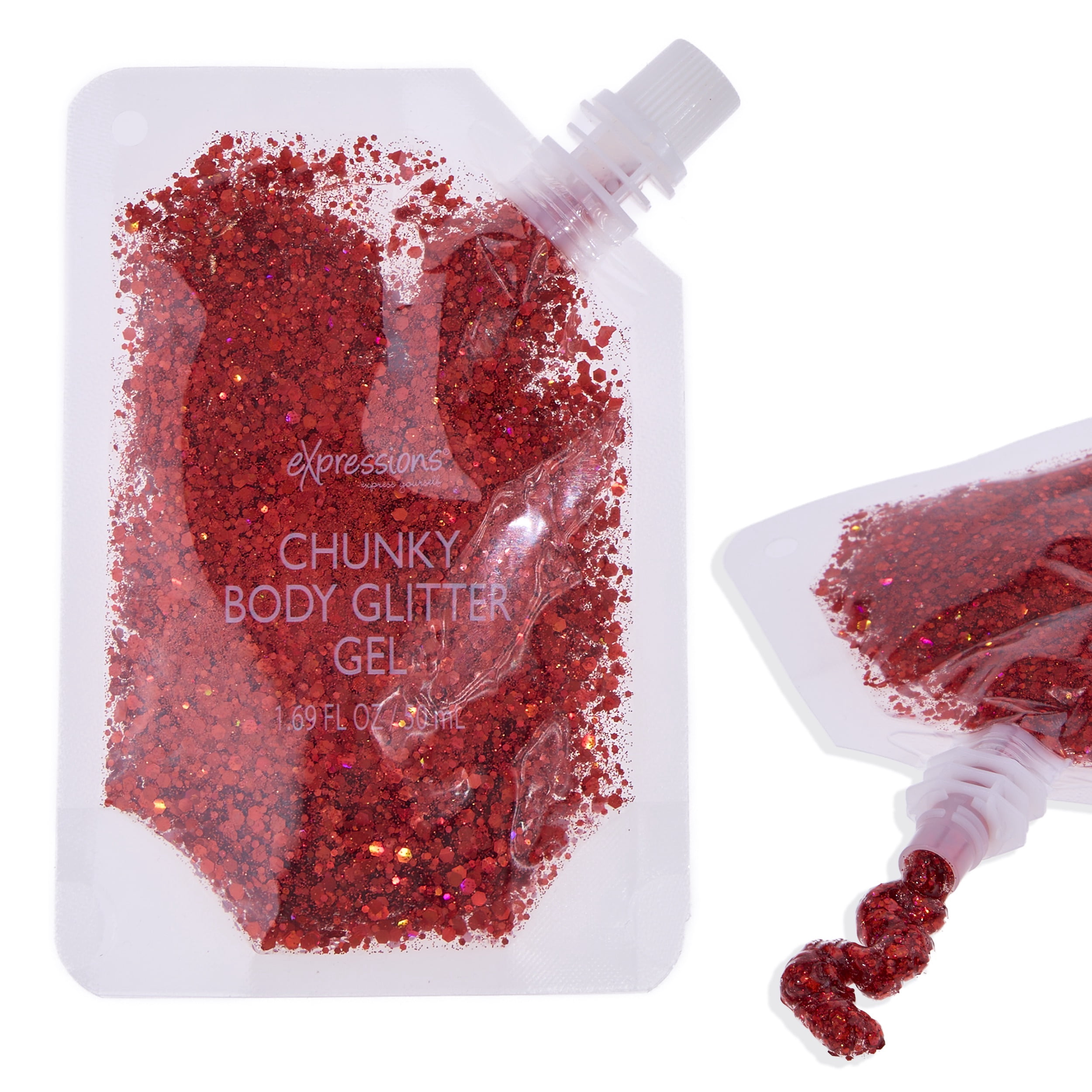 Expressions Chunky Body Glitter Gel for Face & Hair - Red