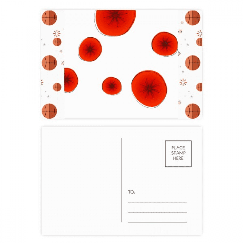 Red Circle Flowers Art Painting Basketball Postcard Set Thanks Card Mailing Side 20pcs