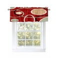 thumbnail image 1 of Red Circle Valances for Windows, Rod Pocket Kitchen Valance Curtains - Soft & Washable Small Window Treatment for Living Room, Bathroom, Geometri Stripe Lines Abstract Art 54x18inch, 1 Panel, 1 of 9