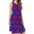 thumbnail image 1 of Red Circles On Blue Spring Summer Dresses For Women Fashion Dress Casual Sleeveless Loose Sundress With Pockets, 1 of 4