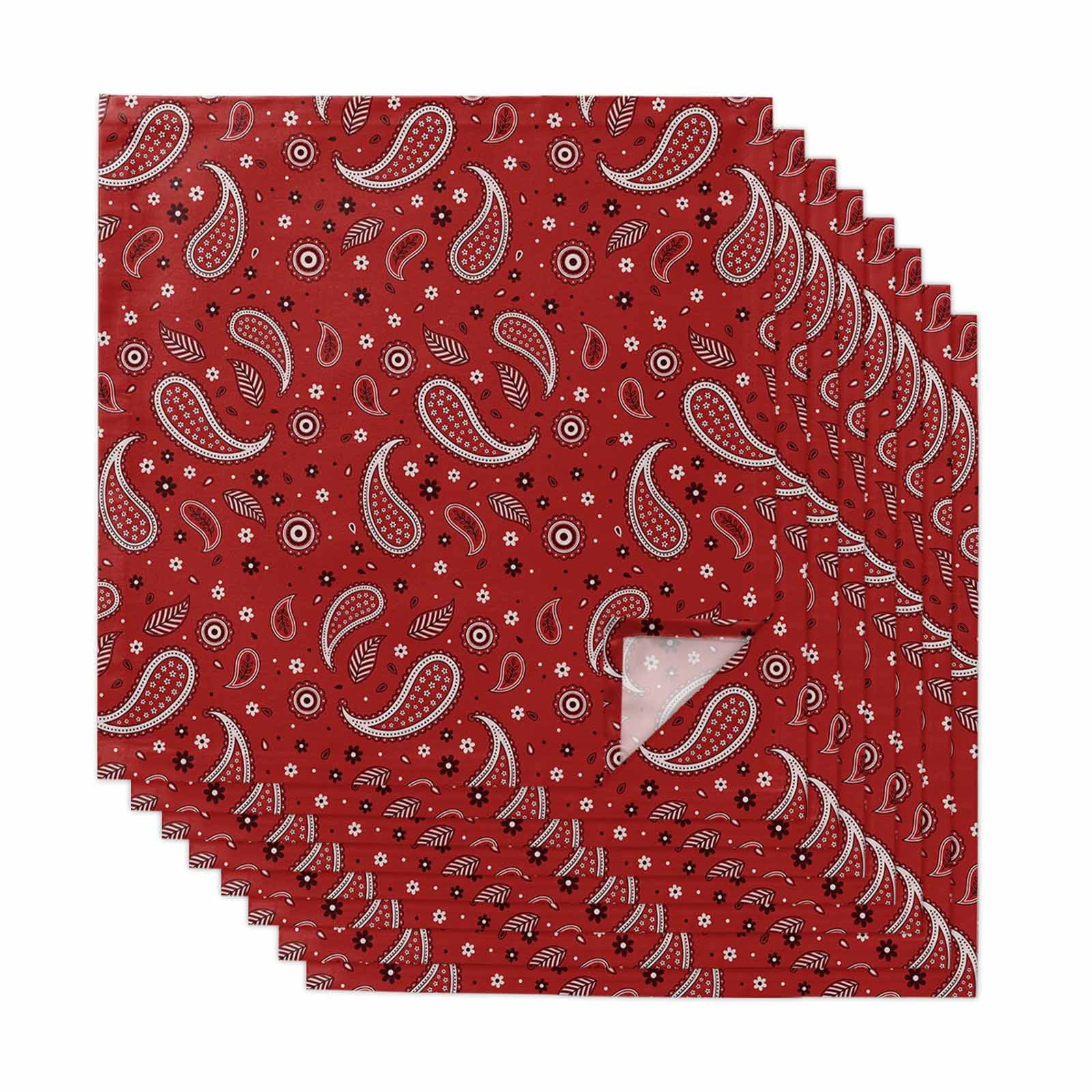 Red Classic Cloth Napkins, Boho Vintage Western Rustic Washable and ...