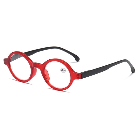 Red Classic Oval Round Reading Glasses For Women and Men, Spring Hinge Readers +2.50