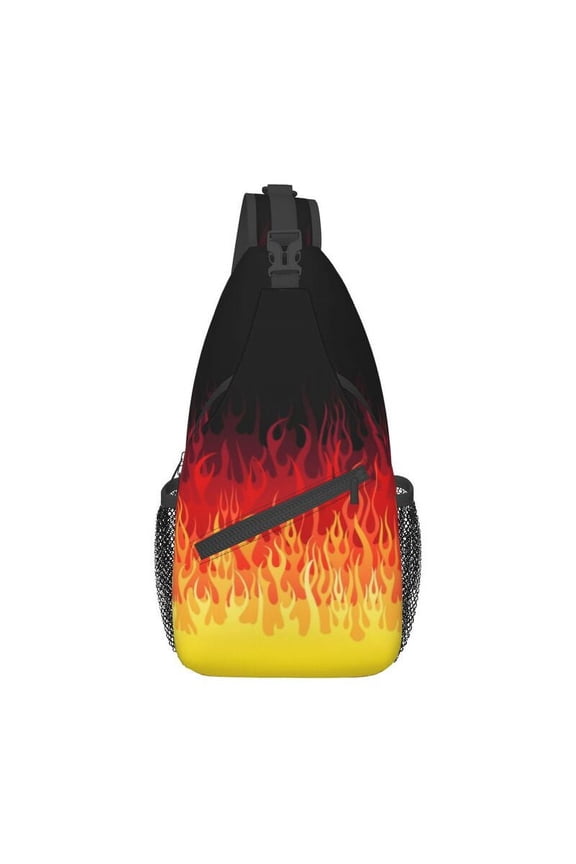 Red Classic Racing Flames Sling Chest Crossbody Bag Men Casual Hot Fire Shoulder Backpack for Travel Cycling
