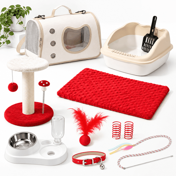 Red Classic Small 10-Piece Kitten Starter Kit for Indoor Cats