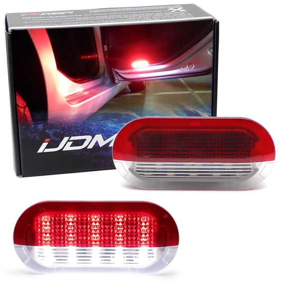Red/Clear Lens Full LED Side Door Courtesy Lamps For Volkswagen Golf R32 VR6 Jetta MK3 MK4 Beetle, By 18-SMD Red LED Lights & CAN-bus Error Free