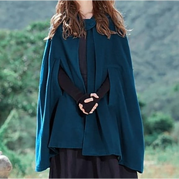 Red Cloak Women Outwear Hooded Coat Thin Vintage Cape Poncho Casual Maxi Long Cardigan for Autumn