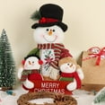 thumbnail image 1 of Red Cloth Christmas Ornament - 3D Snowman Family Decor, 35x23x5cm Festive Hanging Decoration for Tree & Home, Unique Handcrafted Holiday Gift, 1 of 6