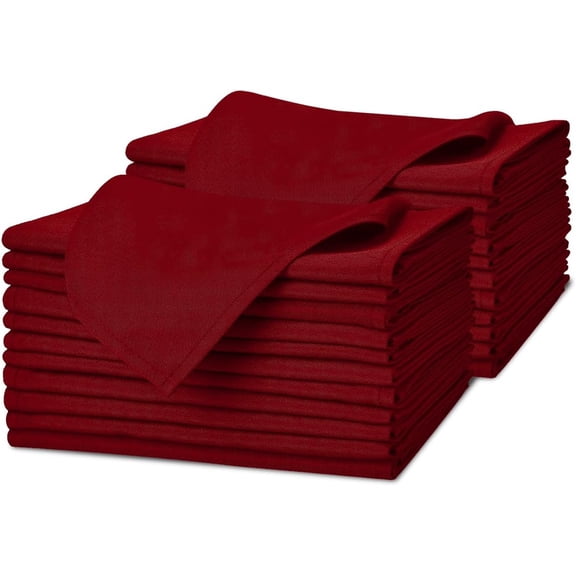 Red Cloth Napkins Bulk (Pack of 24) - 100% Polyester Dinner Linen Napkins Cloth Washable & Reusable - Durable with Hemmed Edges - Ideal for Parties and Weddings (17x17 Inches)