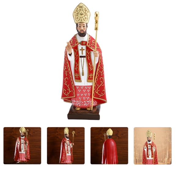 Red Clothing Archbishop King Statue Home Office Tabletop Decor Photography Prop