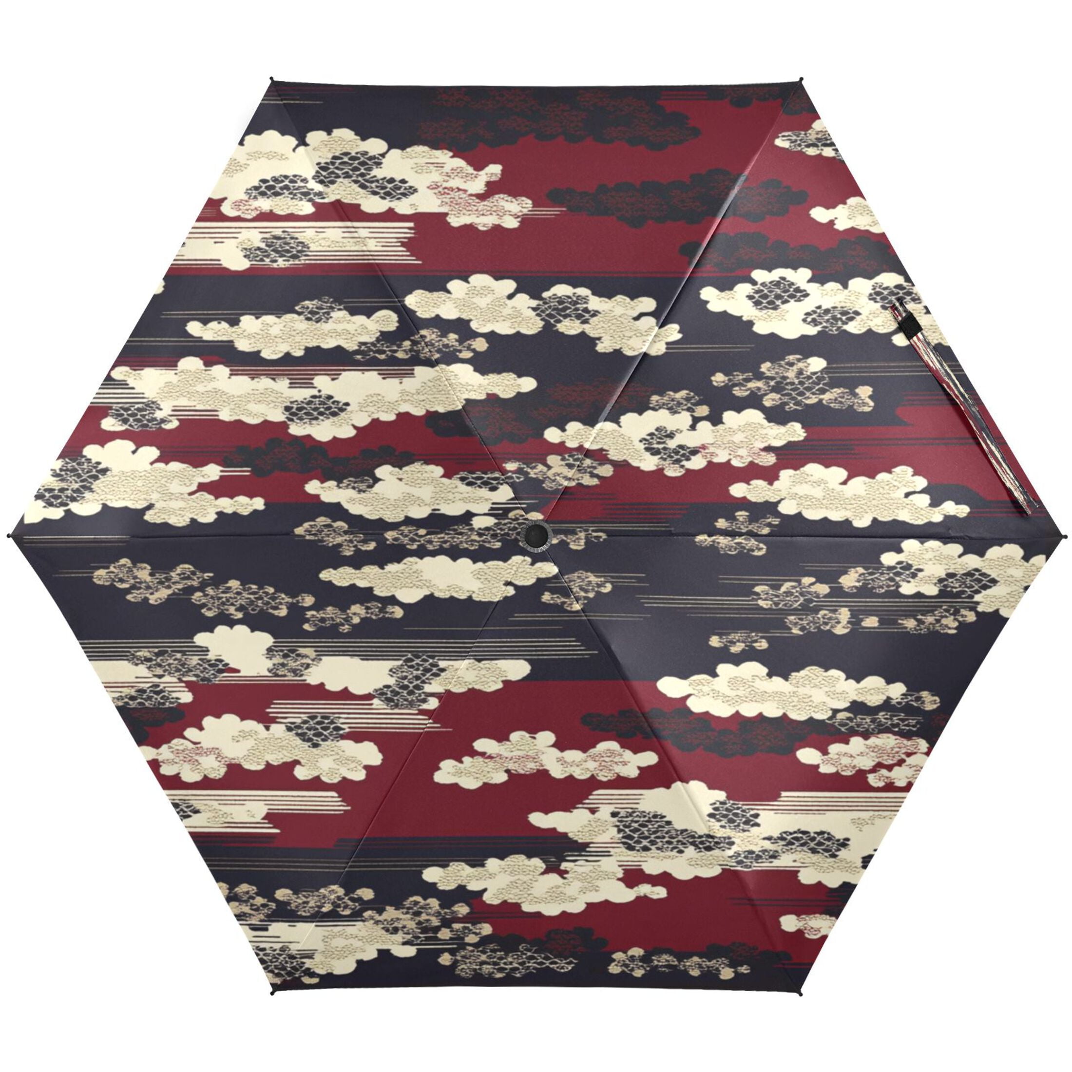 Red Clouds on Black Umbrellas for Sun Auto Open Close UV50+ Waterproof ...