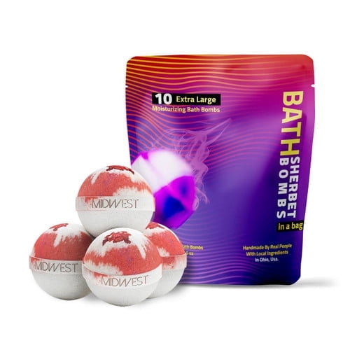 Red Clover & Aloe Luxury Bath Bombs -Set of 10 - Extra Large - 4.5oz