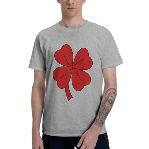 Red Clover Men's T-Shirt Cotton 100% Summer Tops Fashion Casual Red Clover Short Sleeves for Men Women Round Collar Top Tees