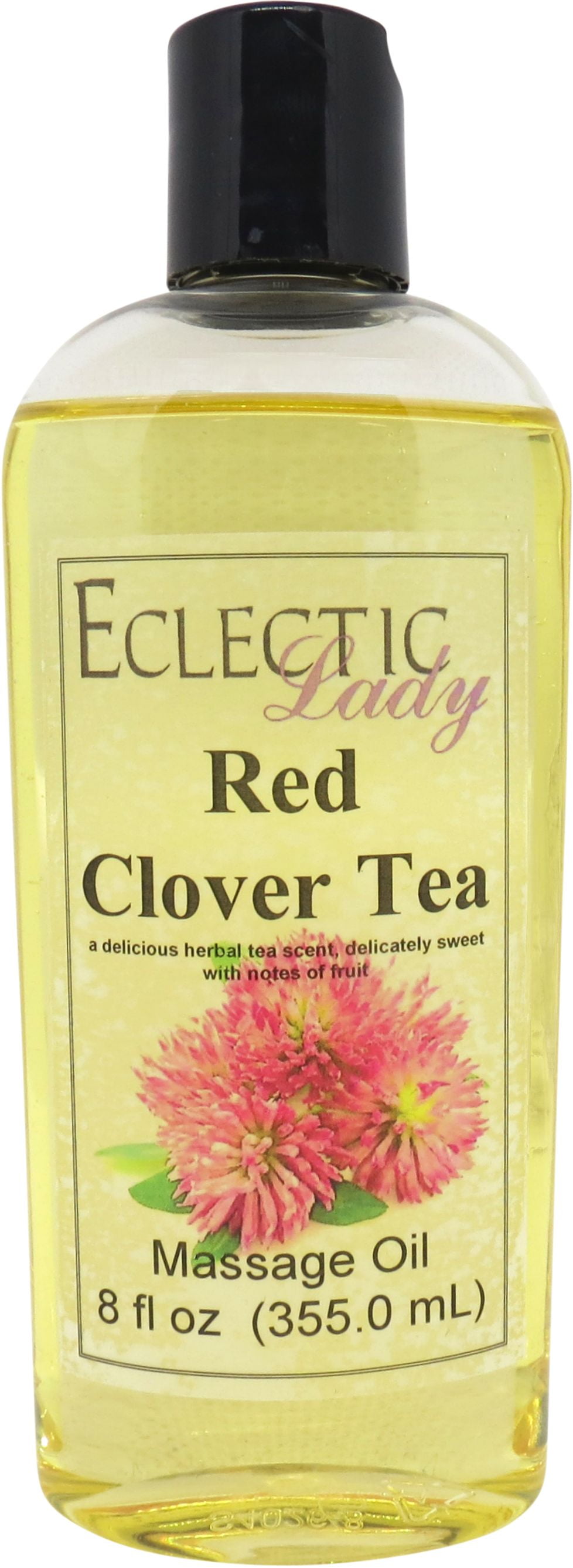 Red Clover Tea Massage Oil by Eclectic Lady, 8 oz, Sweet Almond Oil and Jojoba Oil