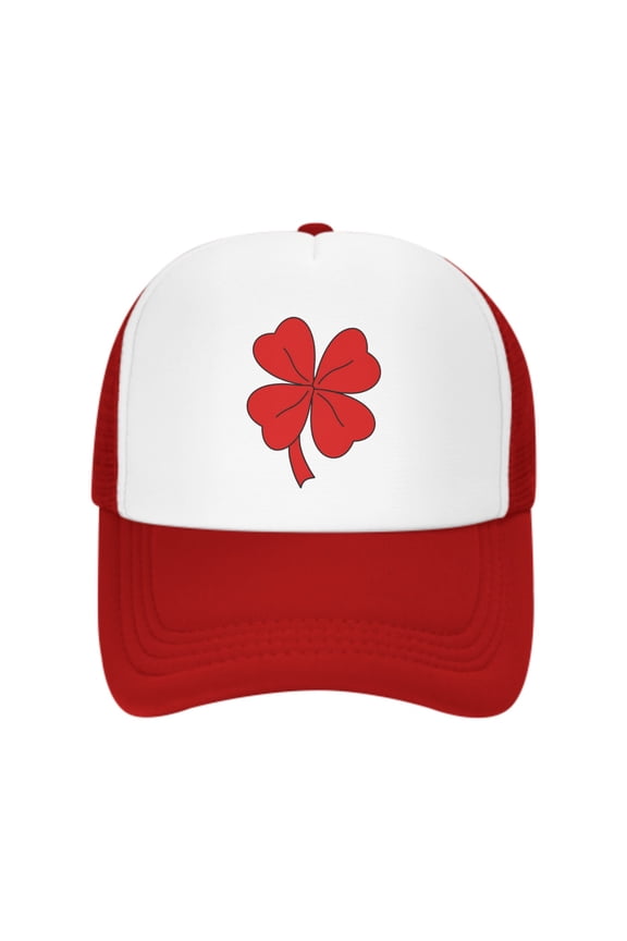 Red Clover Unisex Trucker Hats for Men Women Adjustable Casual Baseball Caps for Outdoor Activities Dad Cap
