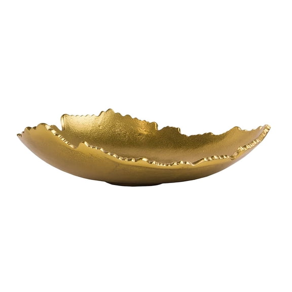 Red Co. 12 Decorative Antique Golden Allure Torn Metal Centerpiece Bowl with Sculpted Edges