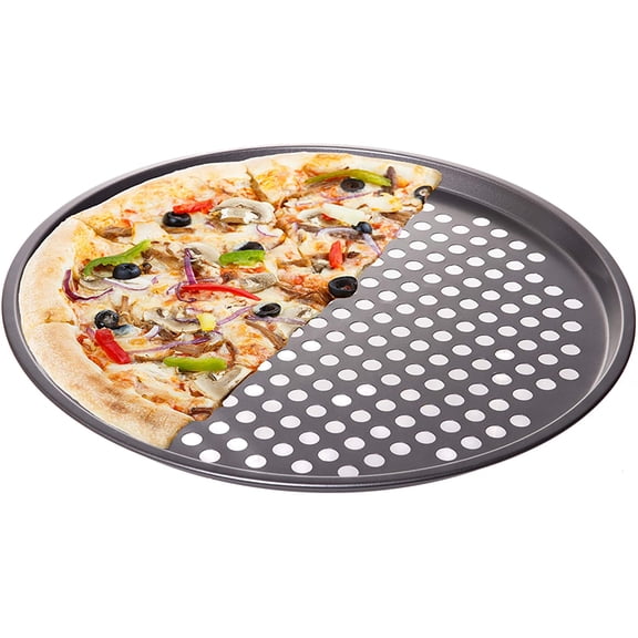 Red Co. 13 inch Round Non Stick Coated Carbon Steel Pizza Baking Pan Crisper with Holes