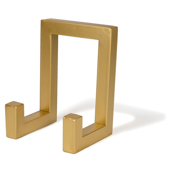 Red Co. 8” Tall Industrial-Style Metal Photo Frame Holder & Plate Display Stand Easel, Matte Gold