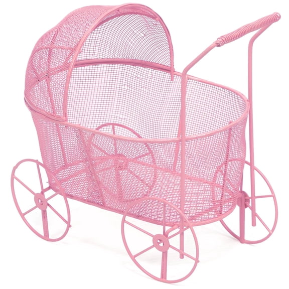 Red Co. Decorative Baby Shower Centerpiece Stroller Carriage Basket, Pink, 8-inch