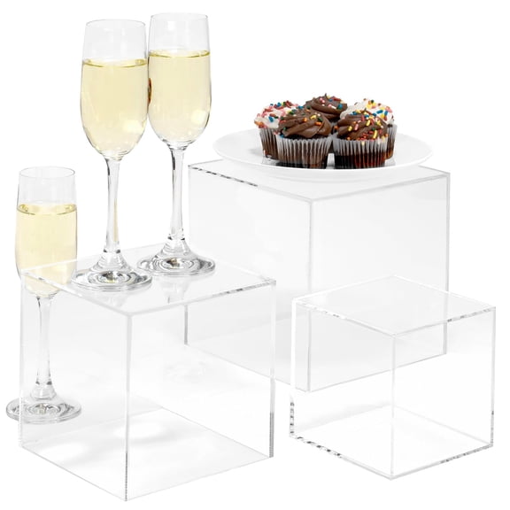 Red Co. Set of 3 Crystal Clear Acrylic Cube Display Nesting Riser Stands with Hollow Bottoms - 1-Pack