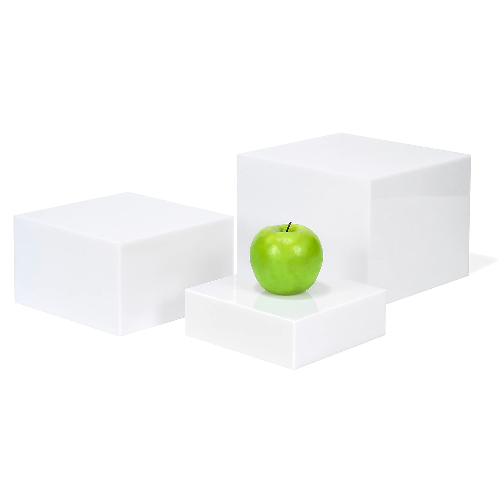 Red Co. Set of 3 Glossy White Acrylic Cube Display Nesting Risers with ...