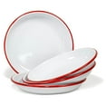 thumbnail image 1 of Red Co. Set of 4 Enamelware Metal 10” Round Camping Plates, Solid White/Red Rim, 1 of 9