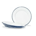 thumbnail image 1 of Red Co. Set of 4 Enamelware Metal Classic 10" Round Dinner Plate, Solid White/Navy Blue Rim, 1 of 9