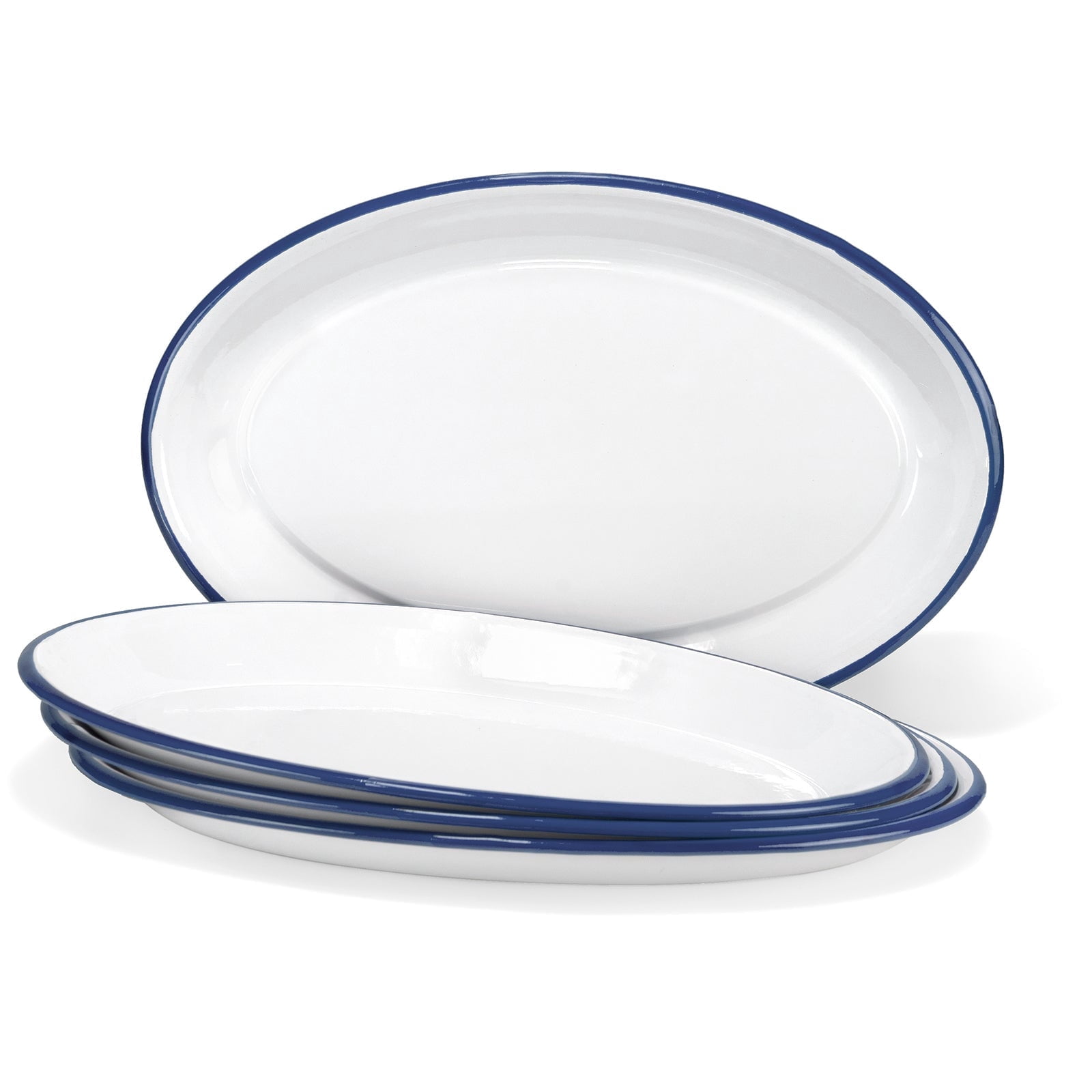 Red Co. Set of 4 Enamelware Metal Classic 13" Serving Oval Tray Platter ...