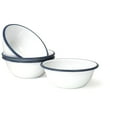 thumbnail image 1 of Red Co. Set of 4 Enamelware Metal Classic 20 oz Round Cereal Bowl, Solid White/Navy Blue Rim, 1 of 9