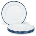 thumbnail image 1 of Red Co. Set of 4 Enamelware Metal Classic 8" Round Salad Plate, Solid White/Navy Blue Rim, 1 of 8