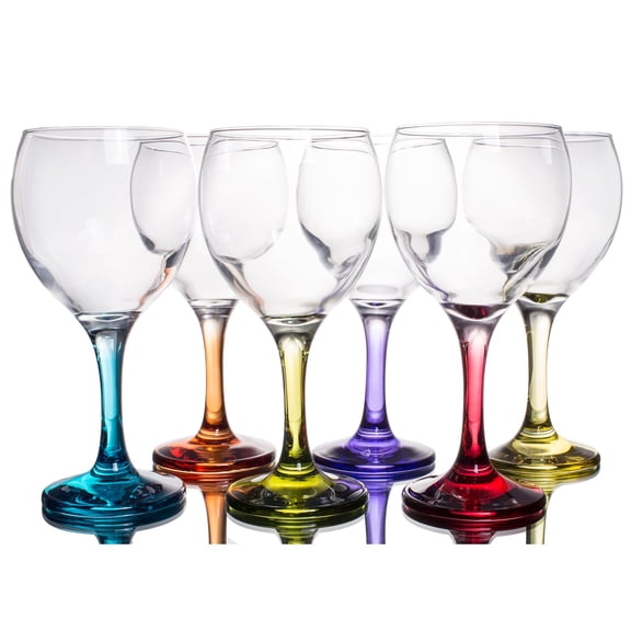 Red Co. Set of 6 Multicolored 12.25 Fl Oz Party Stemmed Wine Glasses