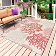 thumbnail image 1 of Red Coastal Outdoor Rug for Patio/Deck/Porch, Non-Slip Large Area Rug 4 x 6 Ft, Vintage Coral Ocean Modern Sea Abstract Indoor Outdoor Rugs Washable Area Rugs, Reversible Camping Rug Carpet Runner, 1 of 8