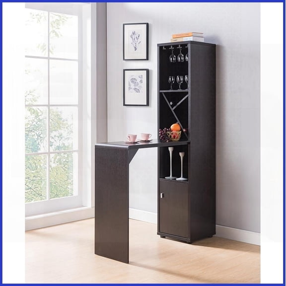 Red Cocoa Coffee Table & Bar Cabinet - Extended Table, Open Shelving & Wine Storage for Living Room