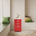 thumbnail image 1 of Red Cold-Rolled Steel 28x41x69cm 3-Layer Filing Cabinet Wheeled Locker With Lock Office File Storage Cabinet, 1 of 12