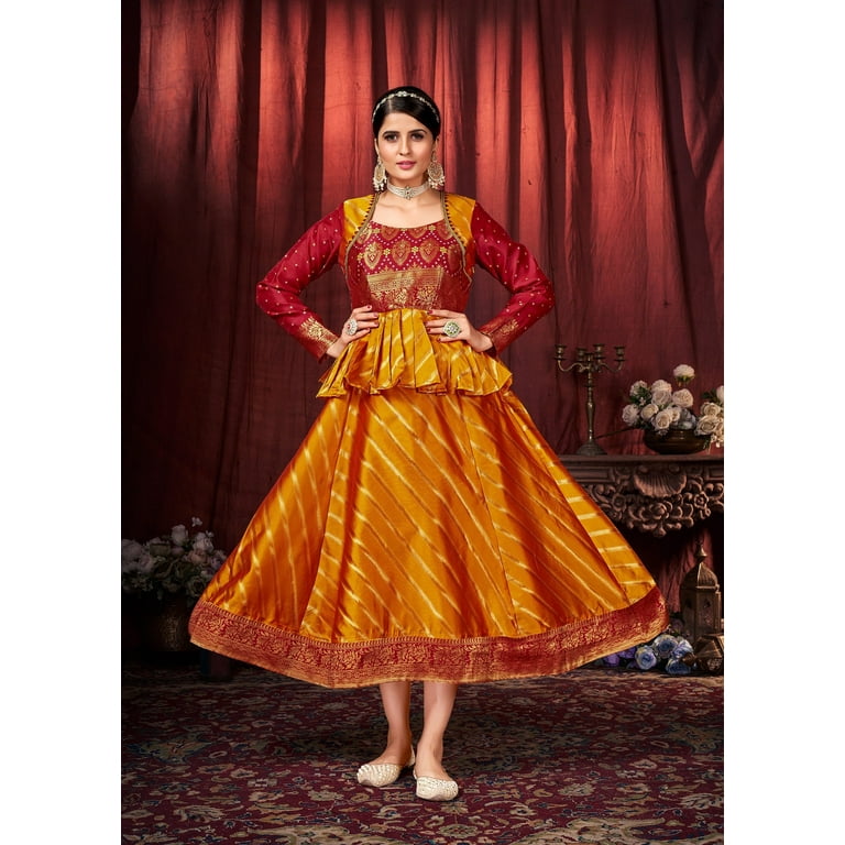 Red Color Art Silk Kurti With Dhoti Pant For Women Walmart