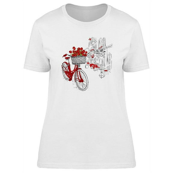 Red Color Bicycle T-Shirt Women -Image by Shutterstock, Female x-Large