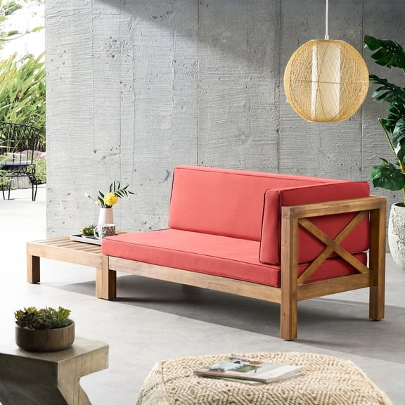 Red Color - Exotic Acacia Wood - Outdoor Chatting Area - Comfortable and Durable Set