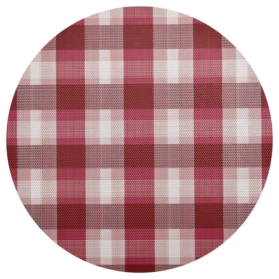 Red Color Gingham Pattern with Fabric Texture PVC Round Grid Placemat Table Mat 1 Pc 15.4" x 15.4"
