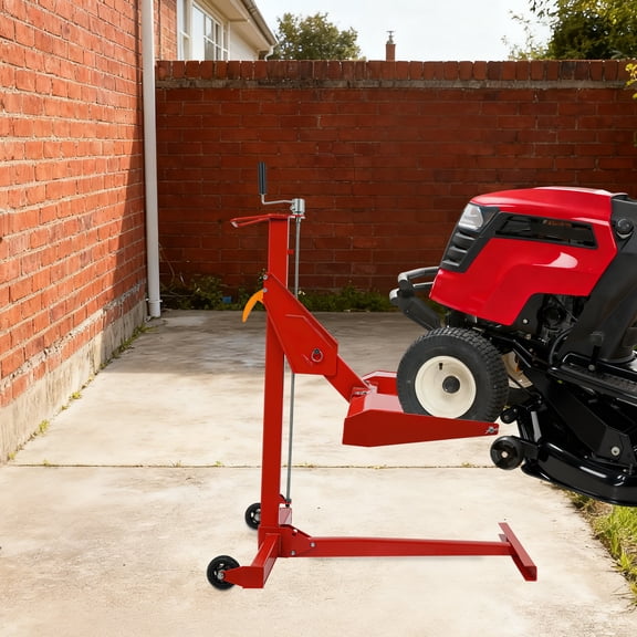 Red Color Lawn Mower Lift with Wheels, Lawn Mower Lift Tool, 340.19kg/ 750lbs Load-bearing Capacity Lawn Mower Lift for Maintenance and Repair