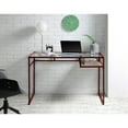 thumbnail image 1 of Red Colored Desk With 5mm Clear Glass Top And Metal Frame Storage Sled Base Finish Unit, 1 of 4