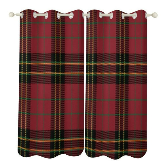 Red Colored Diamond Grid 2pcs Blackout Curtains For Living Room Bedroom Grommet Top Window Set for Left And Right Biparting Open