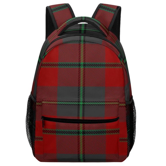 Red Colored Diamond Grid Backpack Durable Laptop Canvas BagsBusiness Daypack for Men Women